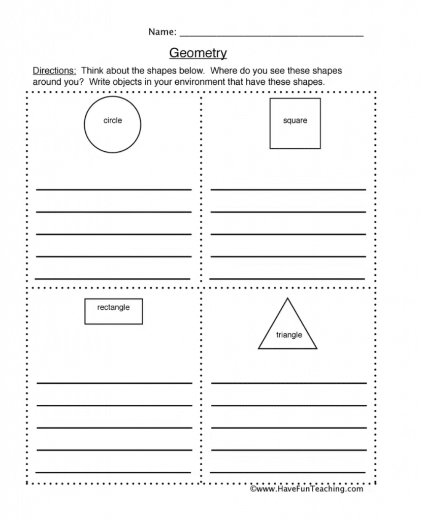 grade 1 math worksheets shapes