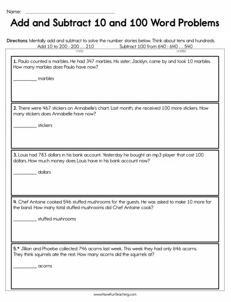 example of math problem solving for grade 1