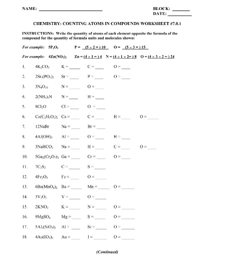 10 Best Counting Atoms Worksheets For Learning Atomic Structure - The 