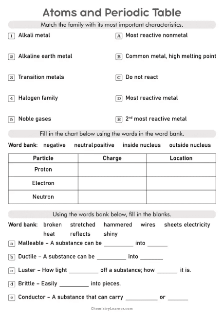 11 Effective Periodic Table Worksheets