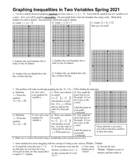 graphing inequalities worksheets
