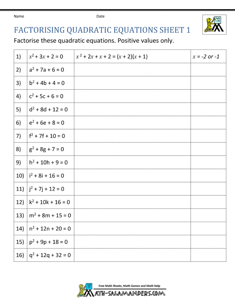 The 9 Best Quadratic Formula Worksheet + Where to Find More - The Teach ...