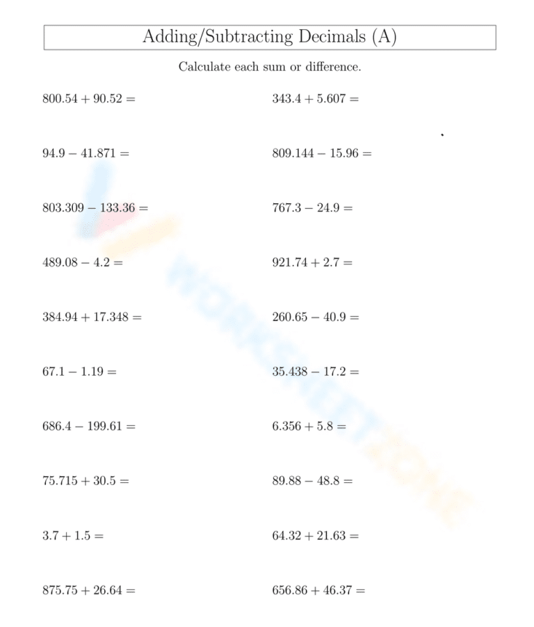 Math Made Easy: Our Favorite Adding and Subtracting Decimals Worksheets ...