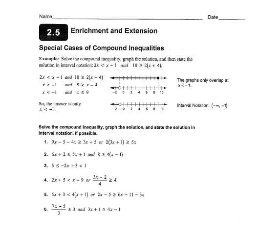 inequalities compound worksheet