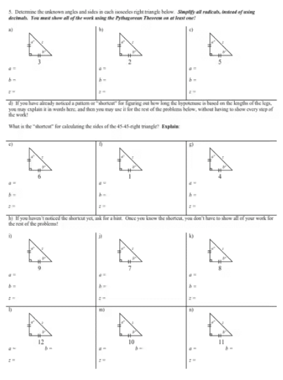 Our Favorite Special Right Triangles Worksheet The Teach Simple Blog 2172