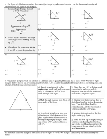 Our Favorite Special Right Triangles Worksheet The Teach Simple Blog 4923