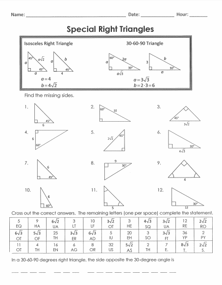 Our Favorite Special Right Triangles Worksheet The Teach Simple Blog 6852