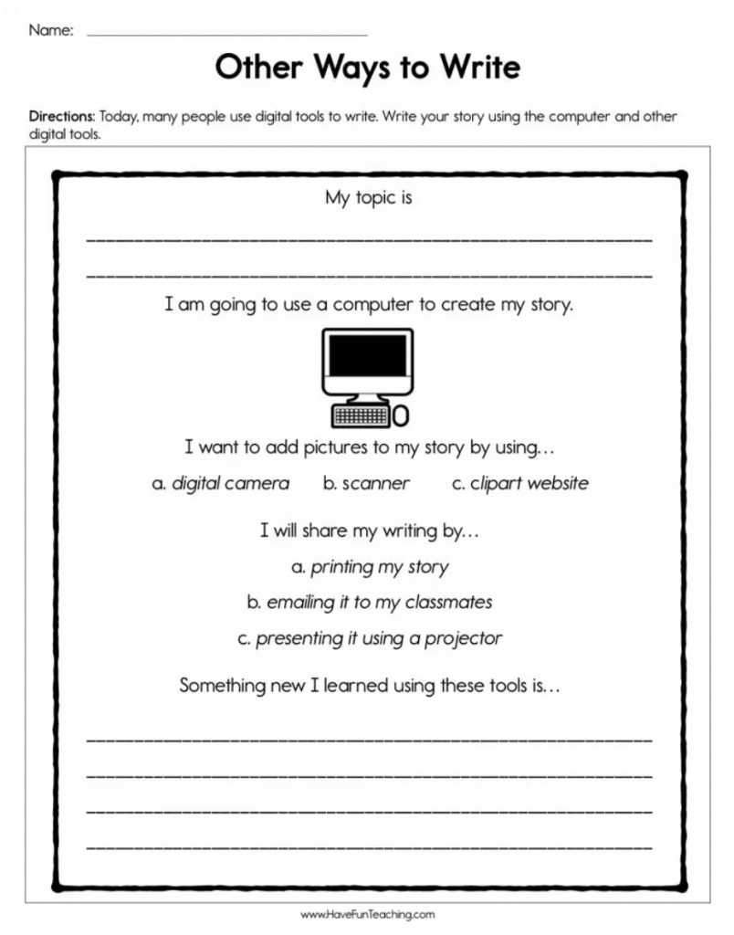 grade 1 writing assignments