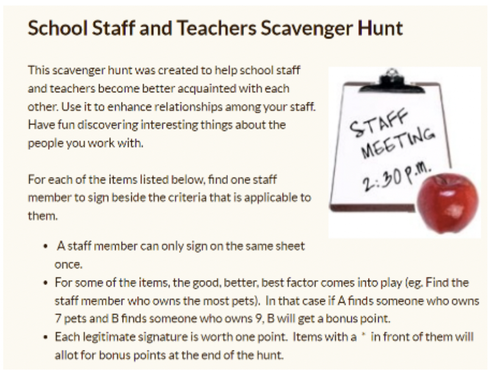 classroom tour scavenger hunt
