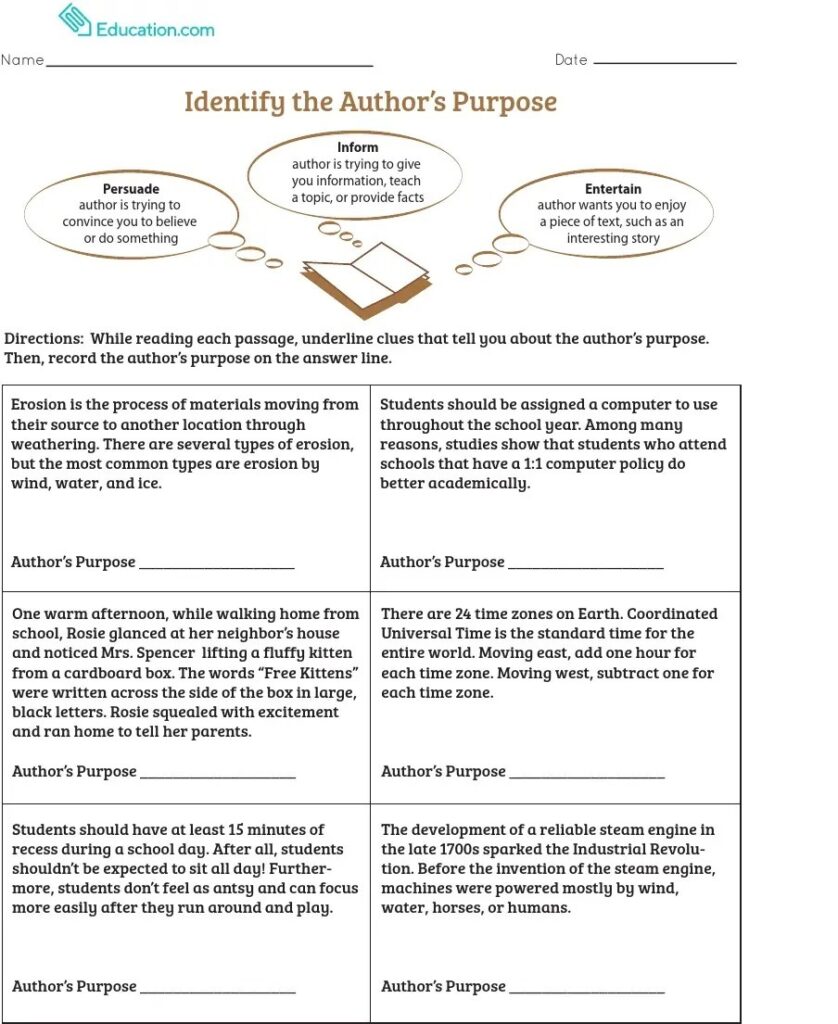 Teaching Author's Purpose, Answer, Describe, and Explain