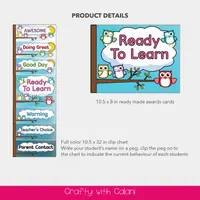 Owl behavior chart and a larger Ready to Learn card example.