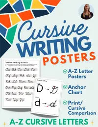 Cursive Writing Posters cover showing alphabet posters and a handwriting anchor chart.
