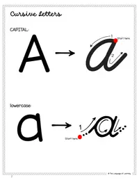 Uppercase and lowercase cursive A formation with direction arrows.
