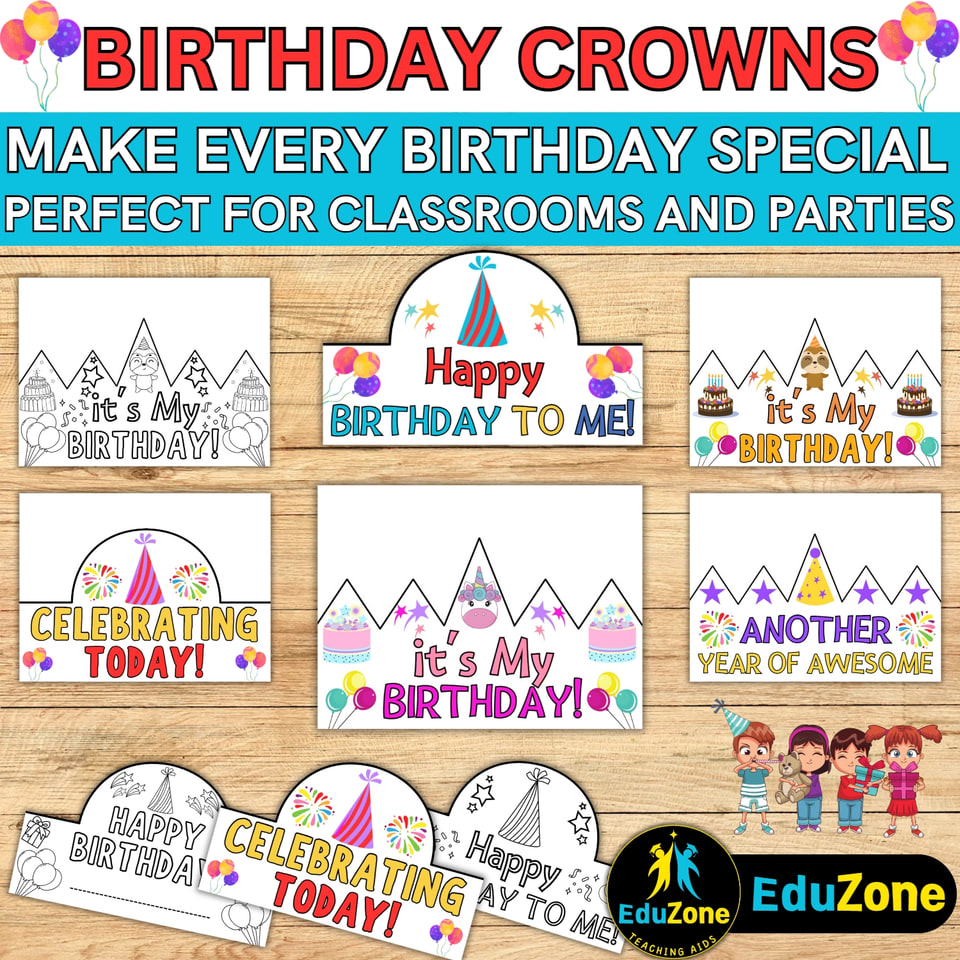 Birthday-crown collection cover with colored and black-and-white designs.