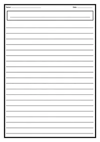 Lined writing paper with name and date fields and a boxed heading.