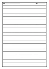 Lined writing paper with name and date fields and no heading box.
