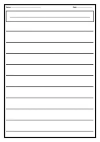 Wide-spaced lined paper with name and date fields and a boxed heading.