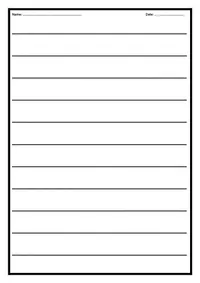 Wide-spaced lined paper with name and date fields and no heading box.
