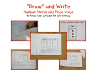 Draw and Write number-words and place-value activity cover with completed student examples.