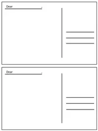 Two postcard backs with blank message areas and ruled address lines.